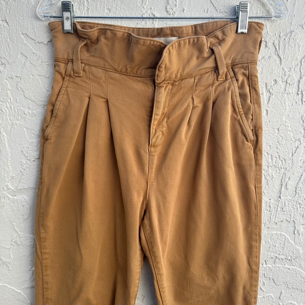 SEZANE High Waisted Pleated Trousers‎ Camel Brown Women 34/US 2 Paperbag Waist - Picture 2 of 9